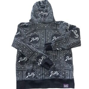 Runtz All Over Print Bandana Heavy Hoodie Black White Casual Streetwear Size M